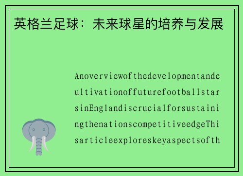 英格兰足球：未来球星的培养与发展